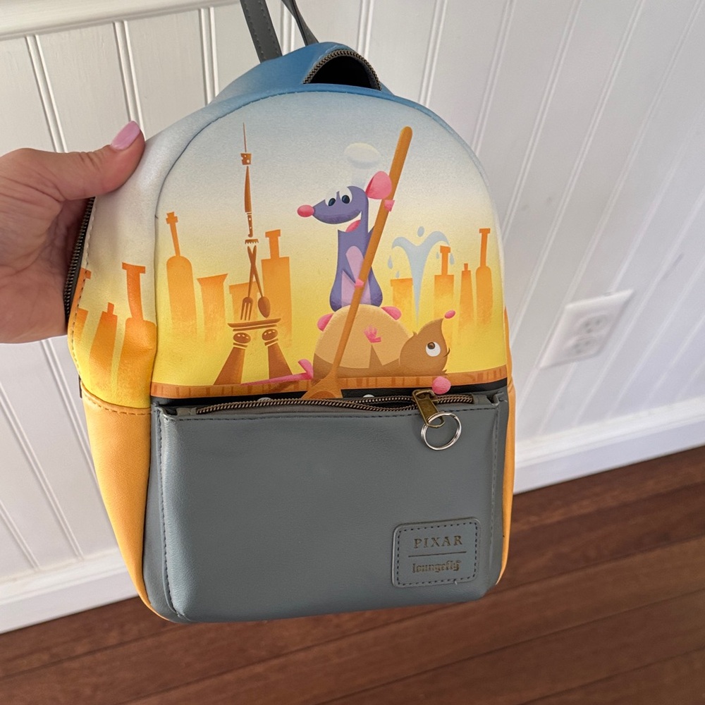 Loungefly Blue, Yellow & Gray Remy and Emile Mini Backpack